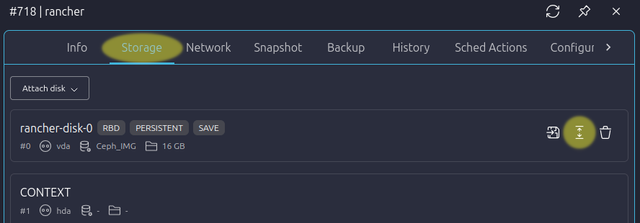 Screenshot VM Disk Resize